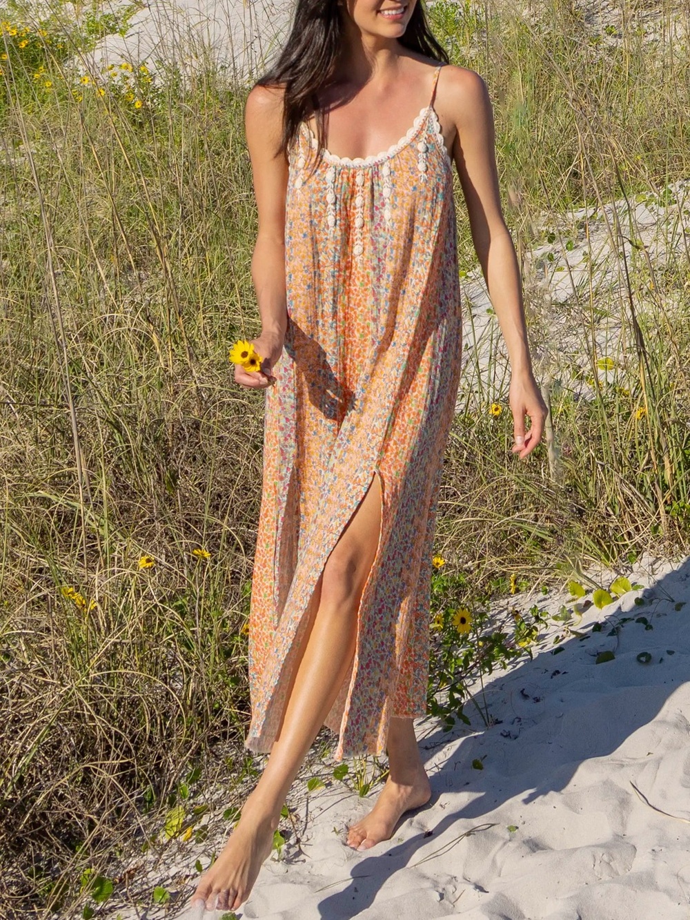 Natural Life Women's COSETTE Embroidered Cotton Maxi Dress L/XL
